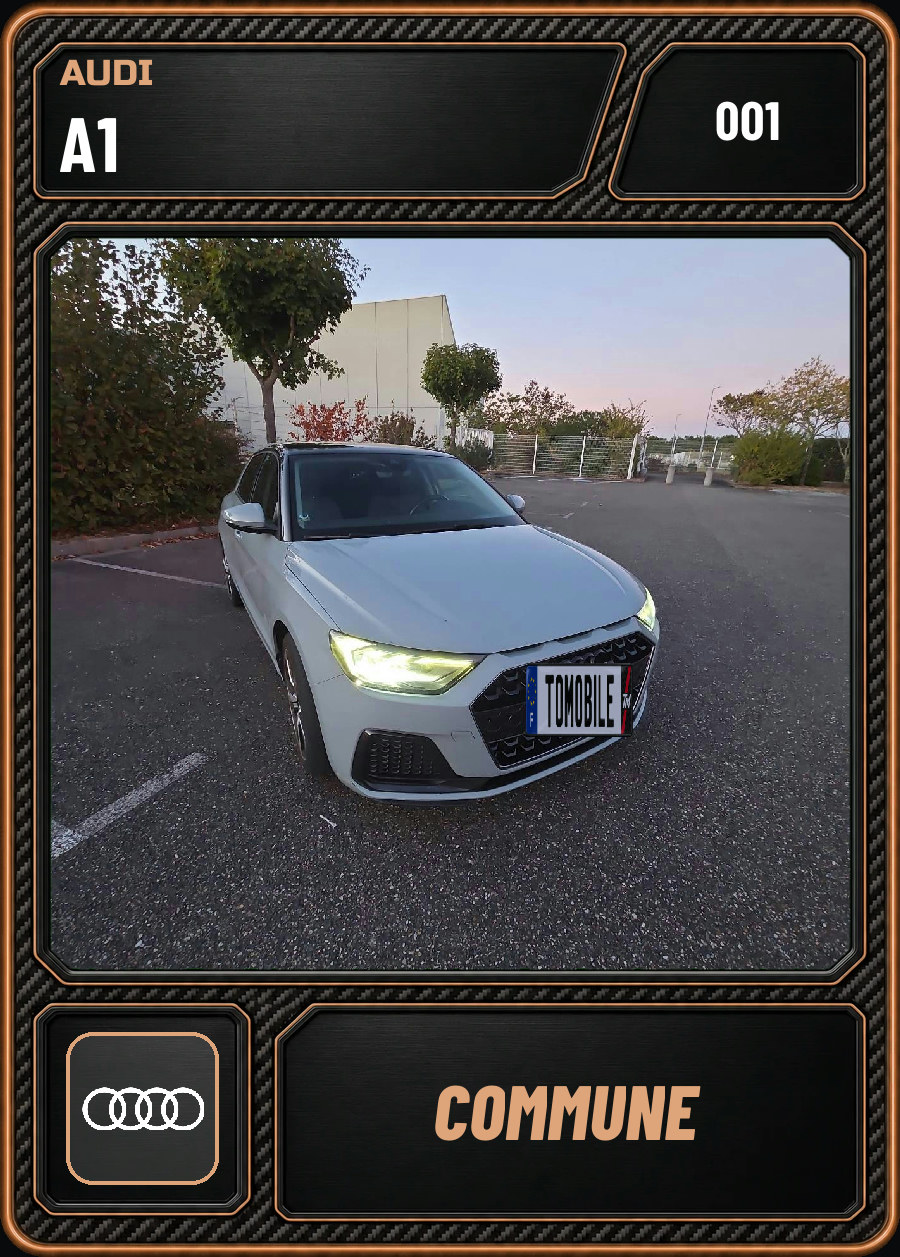 Audi A1 (II (GB), gris clair) photographiée en carspotting, carte ToMobile Commune n°001